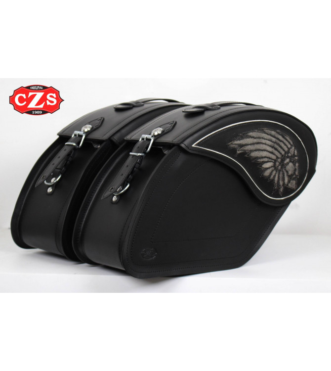 LEGEND Big Boss Vintage Gray - Black Rigid Saddlebag Set