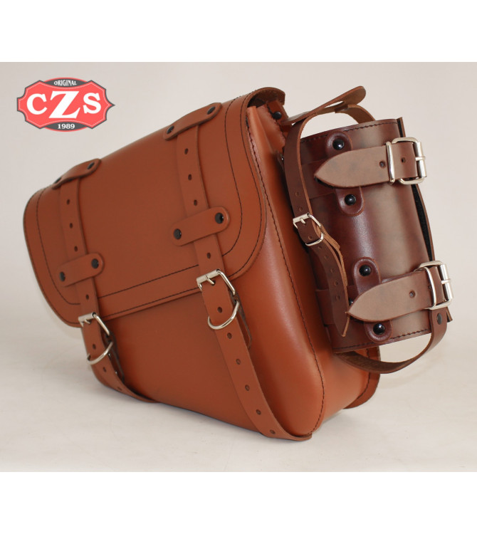 Bottle holder - Hercules - for Custom and Classic motorcycles - Light brown