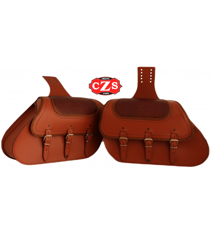 Saddlebags for Suzuki Intruder LC 1500 mod, GRECIO - Light Brown - Croco -