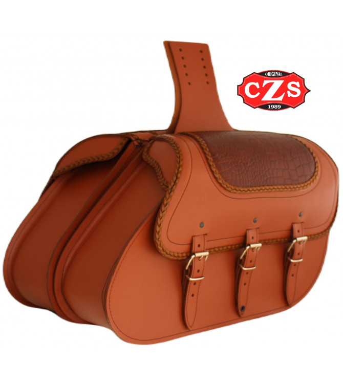 Saddlebags for Suzuki Intruder LC 1500 mod, GRECIO - Light Brown - Croco -