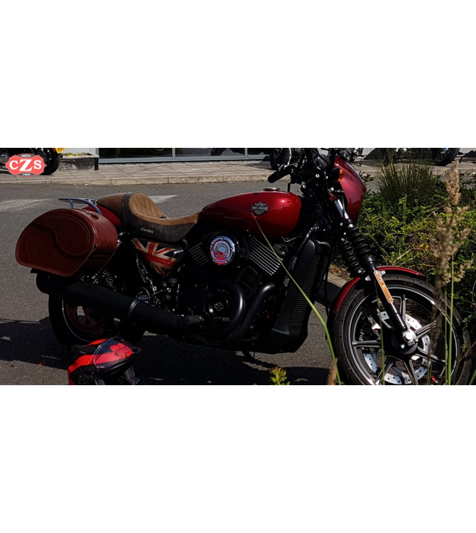 Borse laterali rigide VENDETTA per Street 500 - 750 Harley Davidson - Marrone