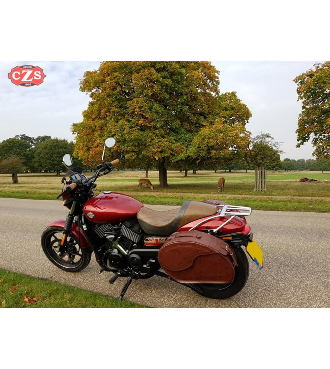 Borse laterali rigide VENDETTA per Street 500 - 750 Harley Davidson - Marrone