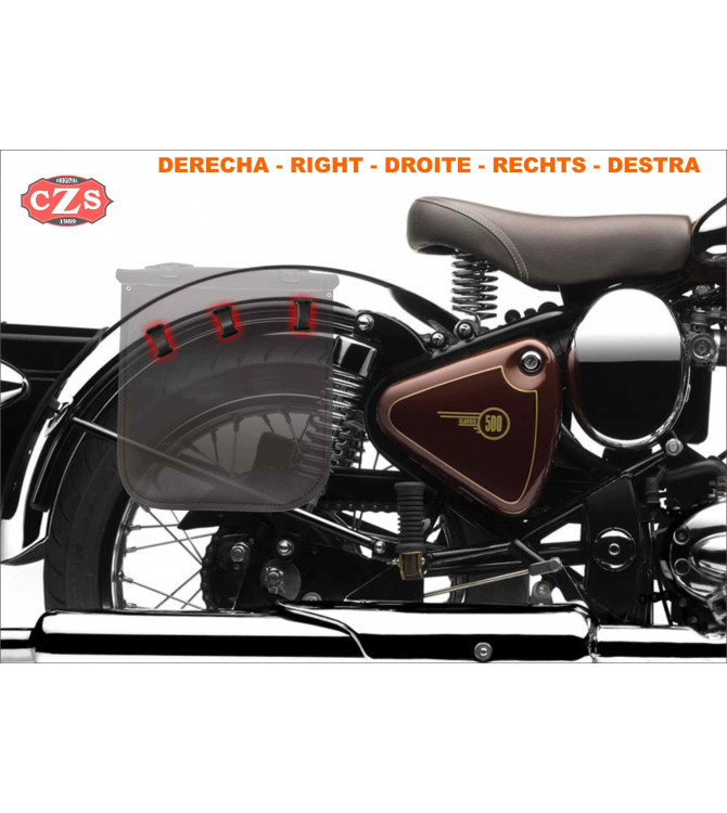Borsa laterale ADRIANO per Royal Enfield Classic 350/500 Fino al 2021 - specifica - Nera