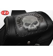 Borse laterali rigide per Sportster Harley Davidson mod, TEMPLARIO Intrecciato - Ammortizzatore Hollow - Skull HD