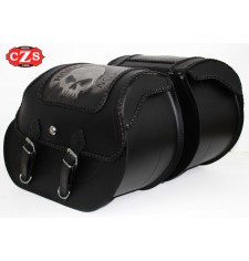 Borse laterali rigide per Sportster Harley Davidson mod, TEMPLARIO Intrecciato - Ammortizzatore Hollow - Skull HD