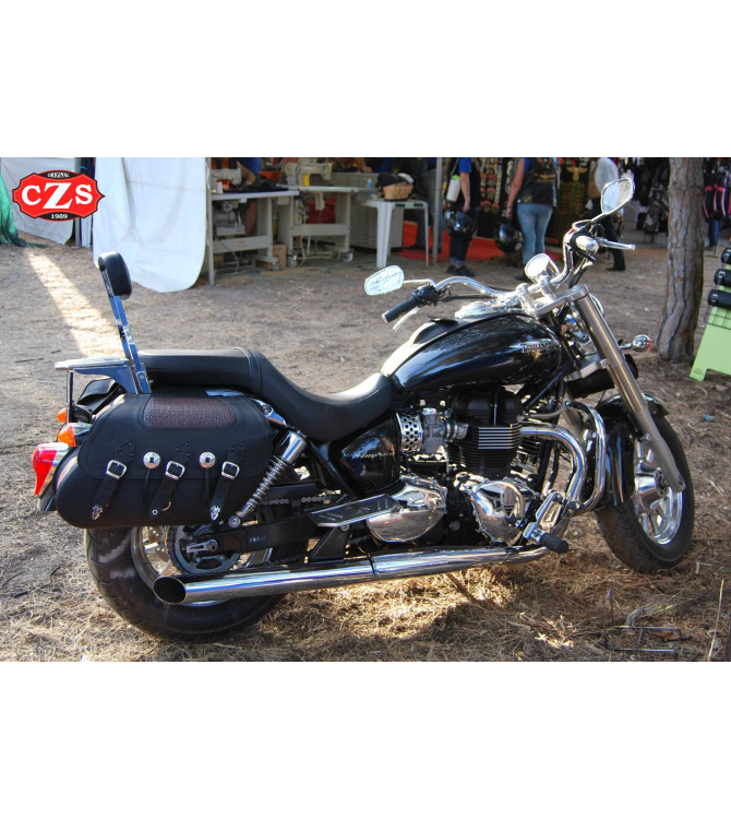 Alforjas de cuero Rígidas SUPER STAR Coco Marrón para Triumph America