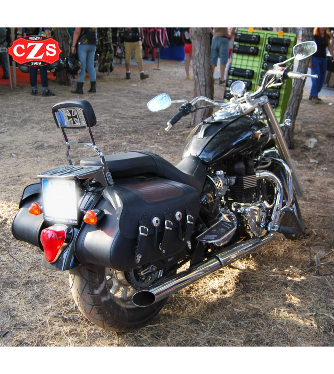 Alforjas de cuero Rígidas SUPER STAR Coco Marrón para Triumph America