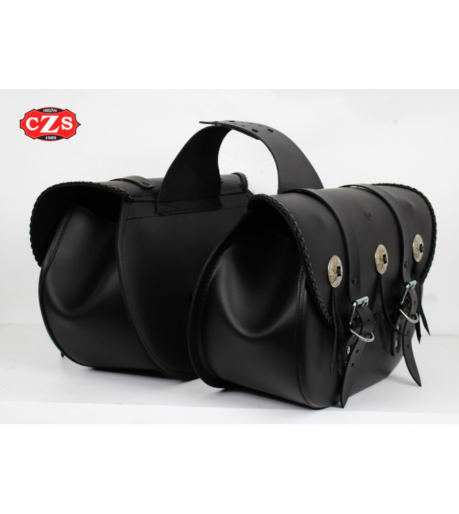 KANSAS-Leder-Satteltaschen-Set mit Flechtung