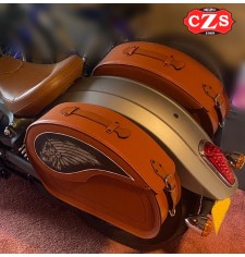 Rigide Saddlebags for Indian® Scout® Sixty mod, VENDETTA - Big boss  - Leather Brown - 