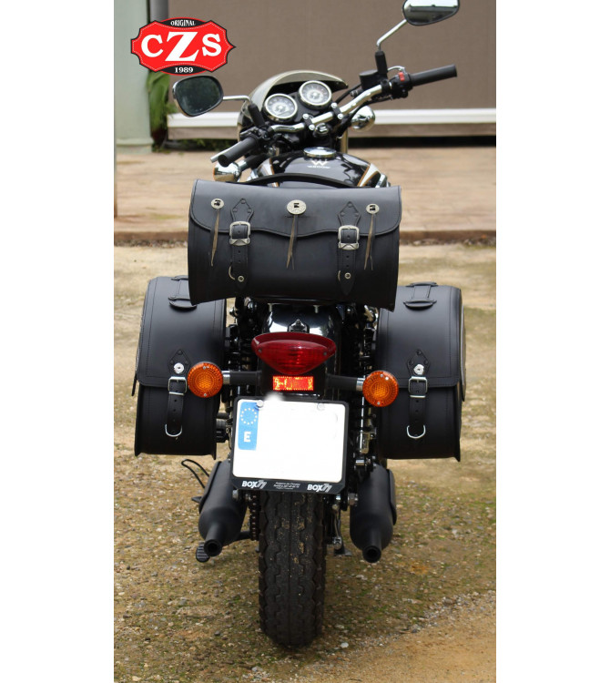 Rigid Saddlebags for Kawasaki W800 mod, SAHARA Clover - Specific 