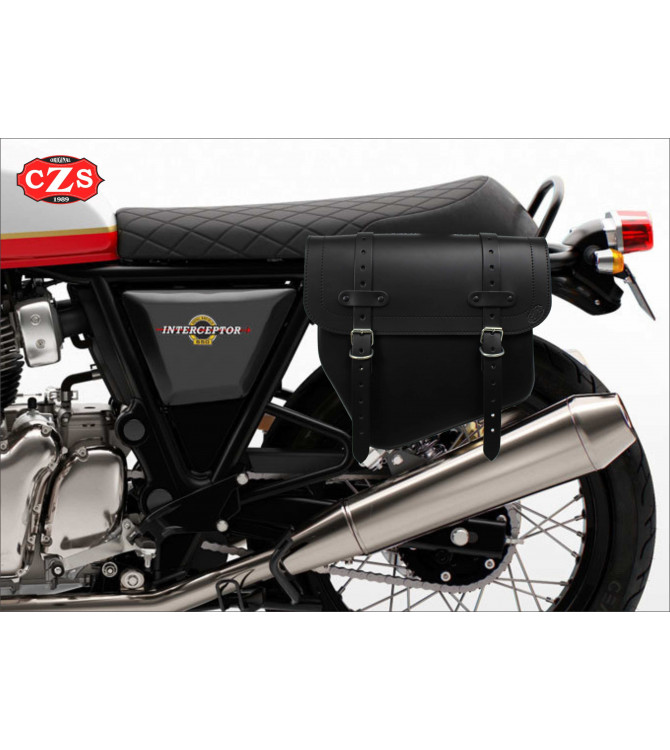 Alforja de cuero EPSILON para Royal Enfield Interceptor 650 - Negro