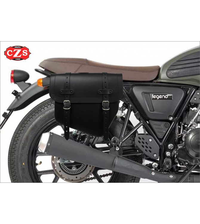 Borsa laterale in pelle EPSILON per Royal Enfield Interceptor 650 - Nera