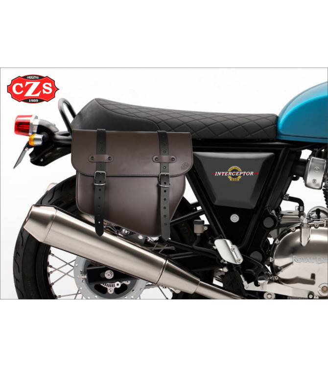 EPSILON leather saddlebag for Royal Enfield Interceptor 650 - Black