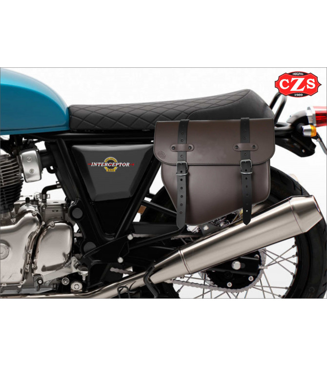 Borsa laterale in pelle EPSILON per Royal Enfield Interceptor 650 - Nera