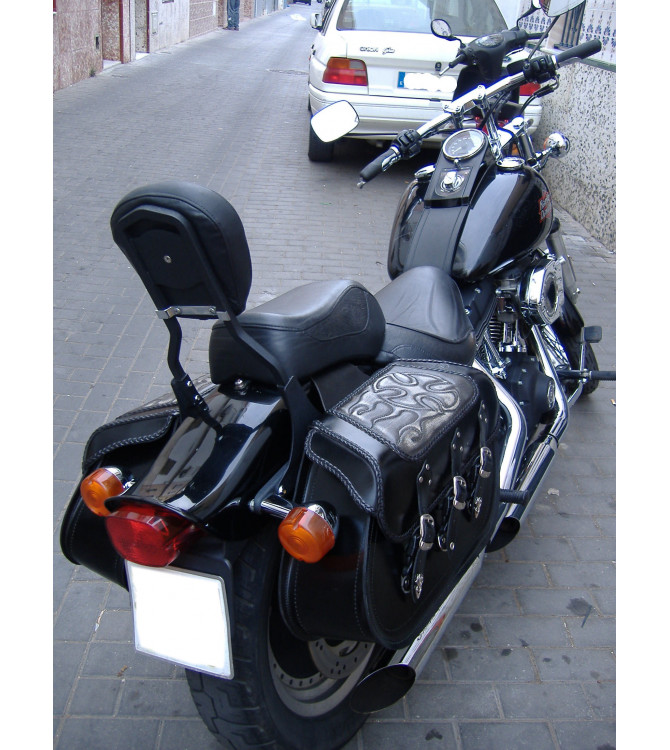 Sacoches Rigide Softail Night-Train Harley Davidson IBER Tressés Croix flammes Spécifique