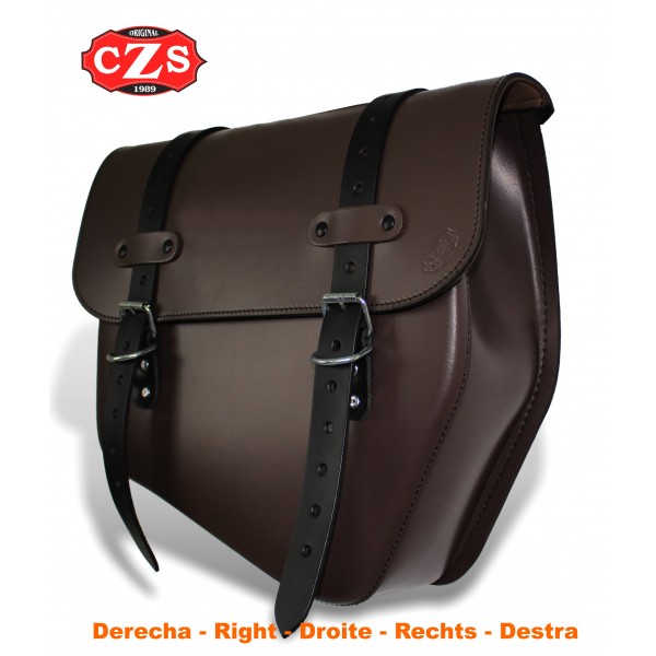 Universal EPSILON leather side bag for Custom, Classic, Cafe Racer,  Scrambler and Bobber motorcycles