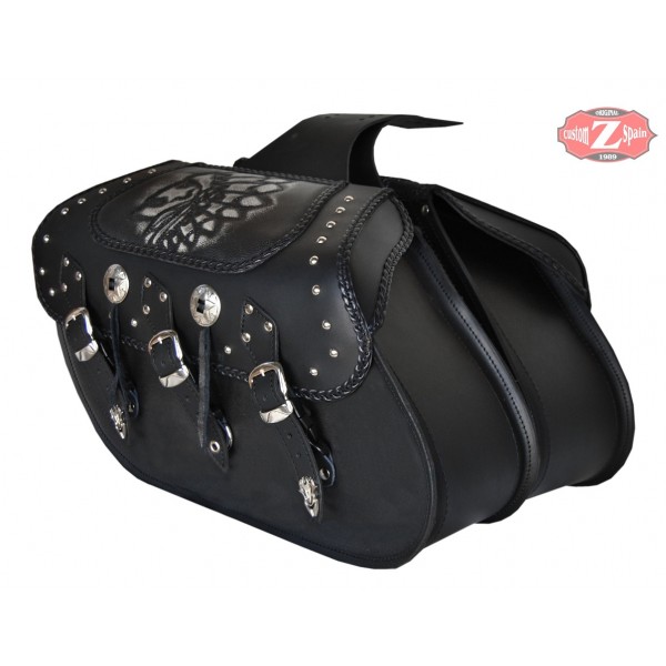 BORSA MOTO LATERALE IN PELLE BANDO UNIVERSALE NERA