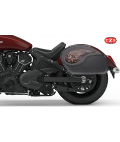 Alforjas Rígidas VENDETTA  Big Boss para Indian Scout Sixty - Grabado Vintage Marrón