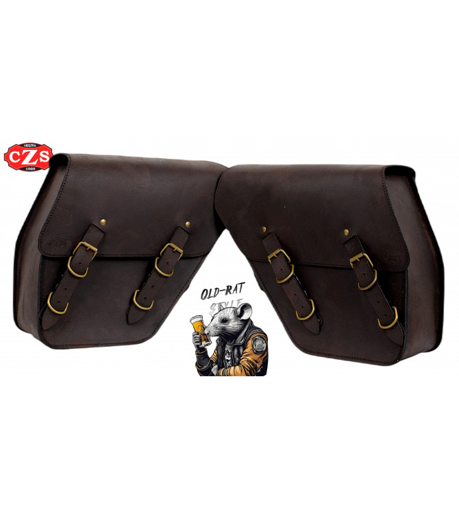 saddlebag tITAN leather Universal for motorcycles Custom - Classics - Cafe Racer - Scrambler - Bobber