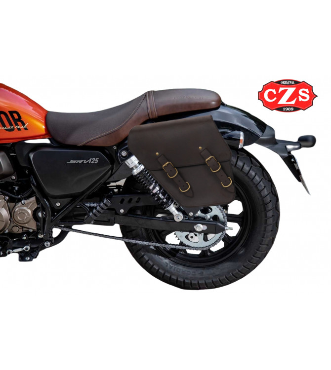 saddlebag tITAN leather Universal for motorcycles Custom - Classics - Cafe Racer - Scrambler - Bobber