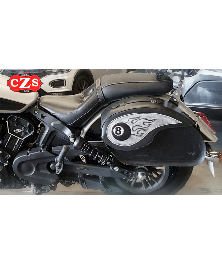 Alforjas Rígidas VENDETTA Bola 8 Llamas para Indian Scout Sixty