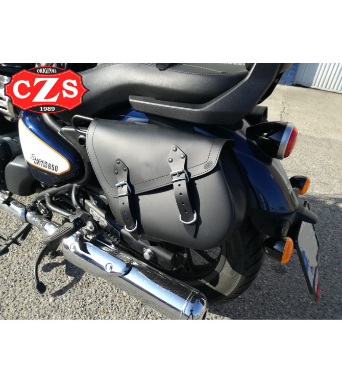 Jeu de sacoches cavalières ALHAMA pour Super Meteor 650 - Royal Enfield - Basique - Noir