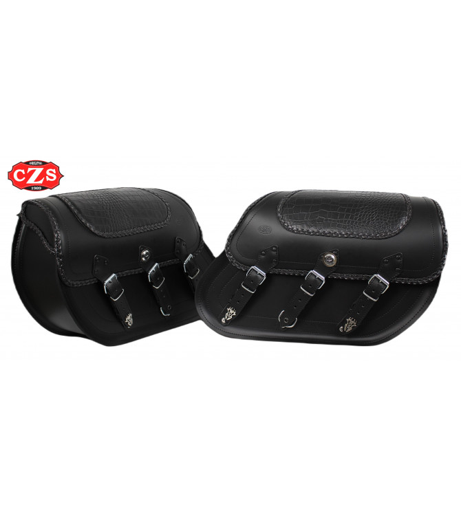 Borse Laterali Rigide per Sportster Harley Davidson mod, IBER Basic Braided - Cocco - Adattabili