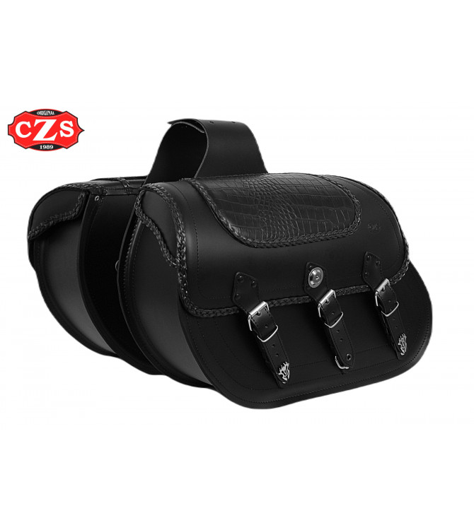 Borse Laterali Rigide per Sportster Harley Davidson mod, IBER Basic Braided - Cocco - Adattabili