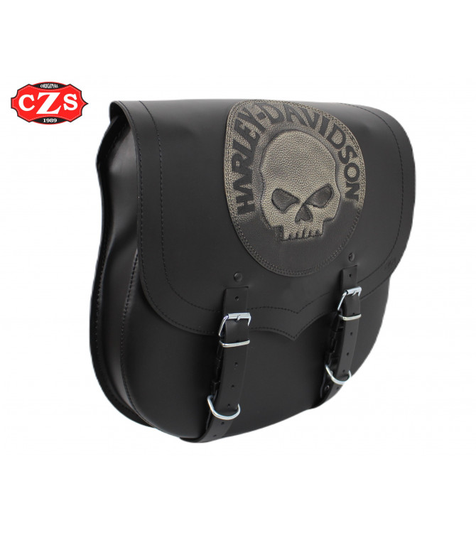 Sacoche Dyna Super Glide FXD Harley Davidson SPARTA Willie Crâne GAUCHE Spécifique