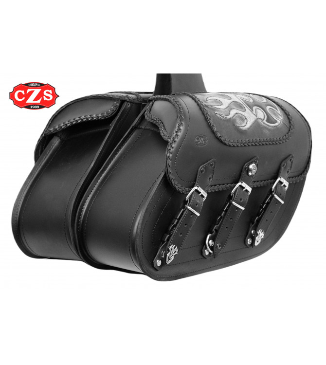 Rigid Saddlebags IBER Braided Cross Flames UNIVERSAL