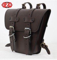 Saddlebag for Classic motorcycles mod, MARBELLA Cafe Racer style - UNIVERSAL -  Chocolate Brown