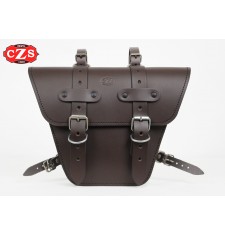 Saddlebag for Classic motorcycles mod, MARBELLA Cafe Racer style - UNIVERSAL -  Chocolate Brown