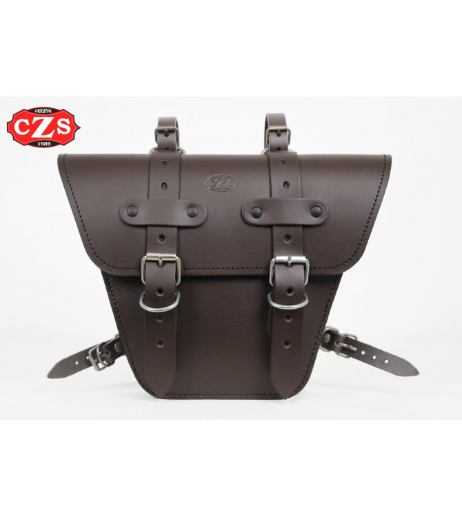 Saddlebag for Classic motorcycles mod, MARBELLA Cafe Racer style - UNIVERSAL -  Chocolate Brown