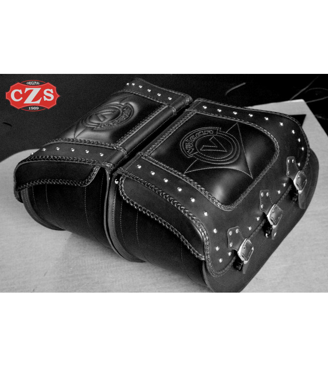 Classical SUPER STAR Rigid leather pads for Kawasaki Vulcan 900 Customized Logo Vulcan