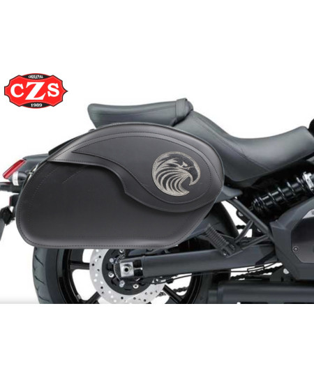 VENDETTA Rigid Leather Saddlebags for Kawasaki Vulcan S 650