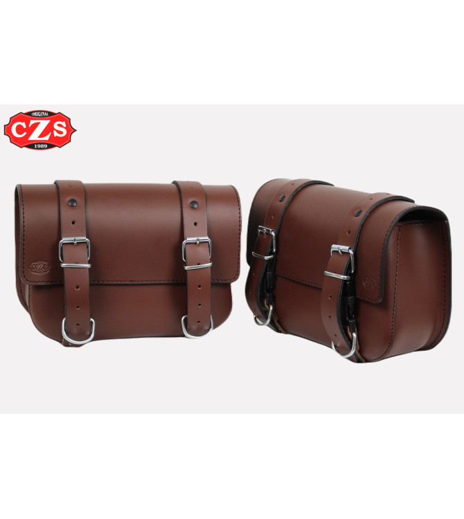 Ensemble de sacoches en cuir CALYSTO pour Royal Enfield 350-500 cm³ à partir de 2021 - Spécifications - Marron