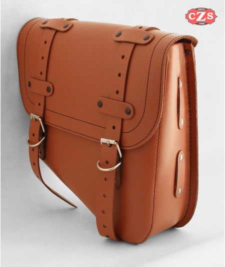 HÈRCULES Leather Saddlebag Set for Royal Enfield Interceptor 650 – Model-Specific – Light Brown 2