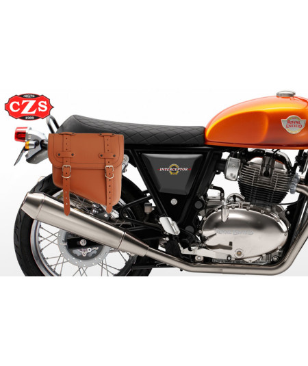Set de alforjas de cuero HÈRCULES para Royal Enfield Interceptor 650 - Especificas - Marrón Claro