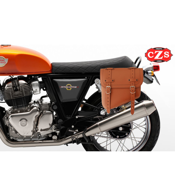 Set di borse laterali in pelle HERCULES per Royal Enfield Interceptor 650 - Specifiche - Marrone chiaro