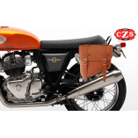HÈRCULES Leather Saddlebag Set for Royal Enfield Interceptor 650 – Model-Specific – Light Brown