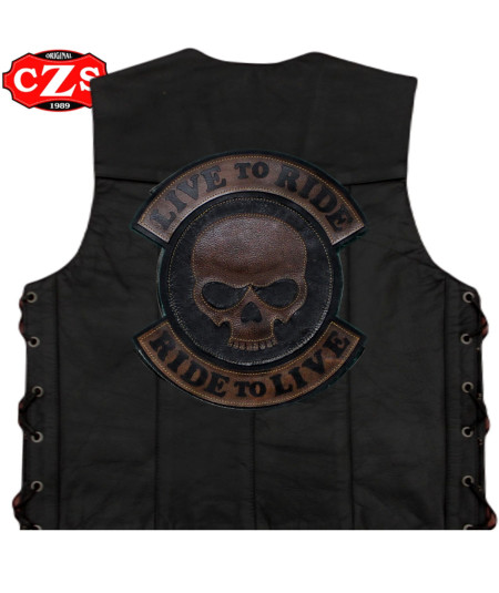 Parche Vintage Personalizado Live to ride Skull Marrón 2