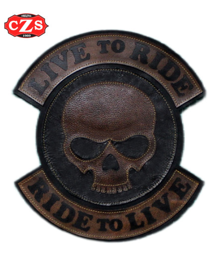 Parche Vintage Personalizado Live to ride Skull Marrón