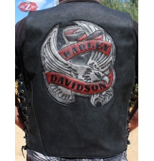 Gilet Custom en cuir Personnalisé mod, AIGLE Harley Davidson
