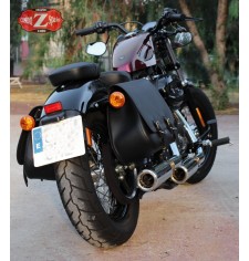 Alforjas Especificas para Sportster. Harley Davidson mod, SCIPION negra con hueco amortiguador