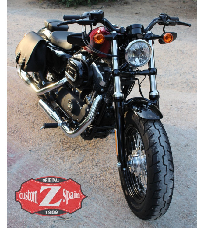 Alforjas Especificas para Sportster. Harley Davidson mod, SCIPION negra con hueco amortiguador
