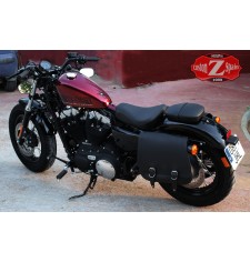 Alforjas Especificas para Sportster. Harley Davidson mod, SCIPION negra con hueco amortiguador