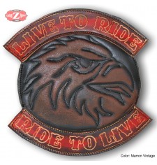 Custom leather vest. With custom patch. Live to Ride Eagle Head