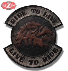 Parche personalizado LIVE TO RIDE Cabeza Aguila marron