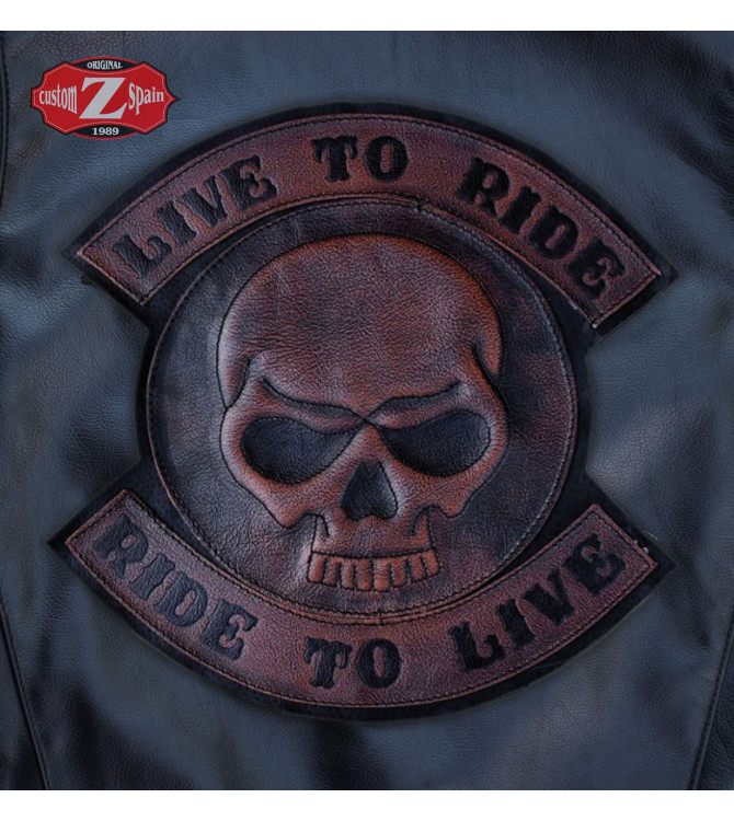 Parche personalizado LIVE TO RIDE Skull Marron