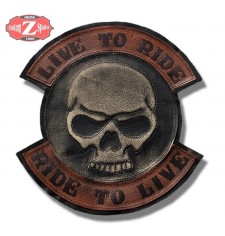 Parche VINTAGE personalizado LIVE TO RIDE Skull Marron